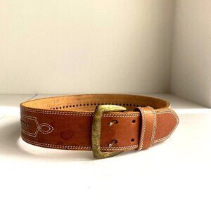 Vintage ESPRIT Wide  Natural Leather Belt with Stud Detail M